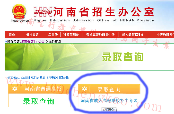 河南成人高考录取结果查询-省招办成考录取查询页面1